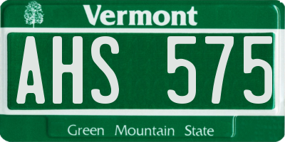 VT license plate AHS575