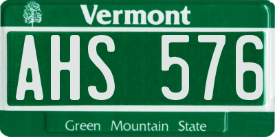 VT license plate AHS576