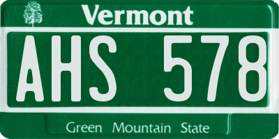 VT license plate AHS578