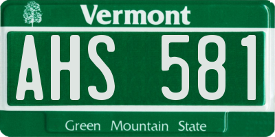 VT license plate AHS581