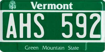 VT license plate AHS592