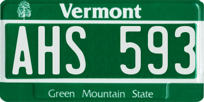 VT license plate AHS593