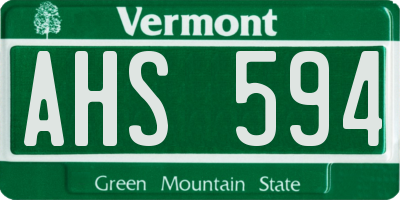 VT license plate AHS594