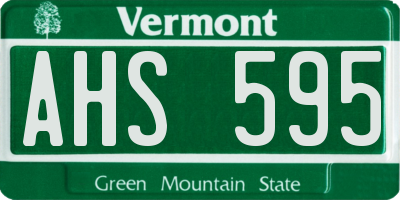 VT license plate AHS595