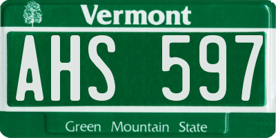 VT license plate AHS597