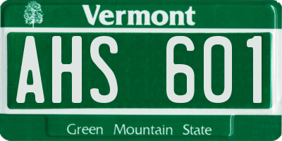 VT license plate AHS601