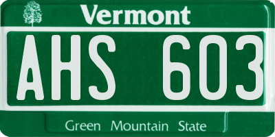 VT license plate AHS603