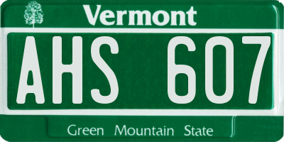 VT license plate AHS607