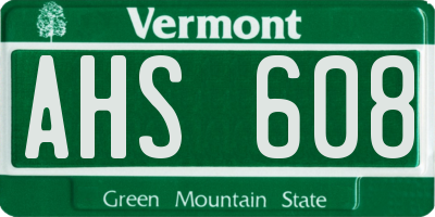 VT license plate AHS608