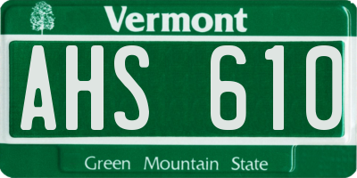 VT license plate AHS610