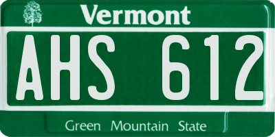 VT license plate AHS612