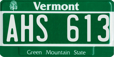 VT license plate AHS613