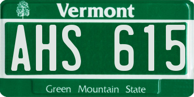 VT license plate AHS615