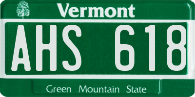 VT license plate AHS618