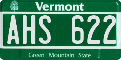 VT license plate AHS622