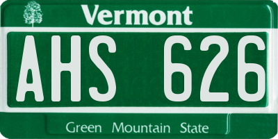 VT license plate AHS626