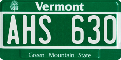 VT license plate AHS630