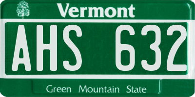 VT license plate AHS632