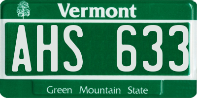 VT license plate AHS633