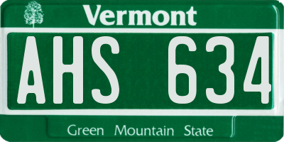 VT license plate AHS634