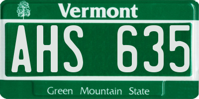 VT license plate AHS635