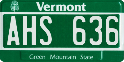 VT license plate AHS636