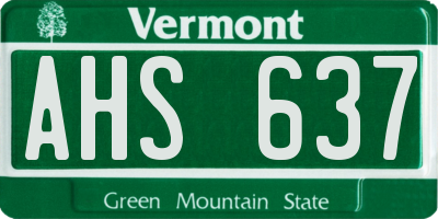 VT license plate AHS637