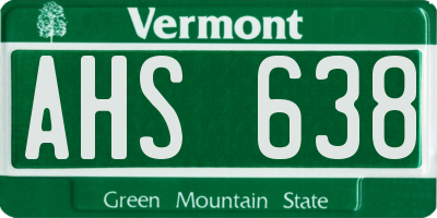 VT license plate AHS638