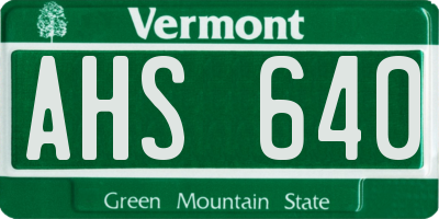 VT license plate AHS640