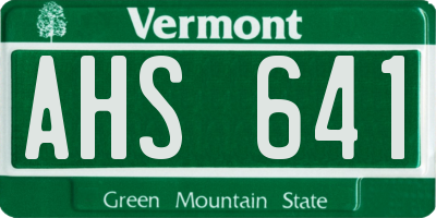 VT license plate AHS641
