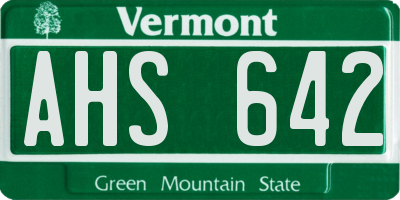 VT license plate AHS642