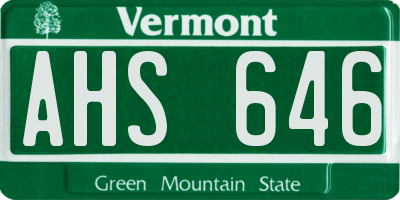 VT license plate AHS646