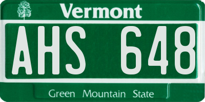 VT license plate AHS648