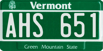 VT license plate AHS651
