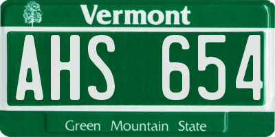 VT license plate AHS654