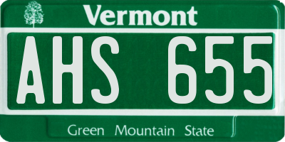 VT license plate AHS655