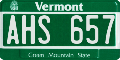 VT license plate AHS657