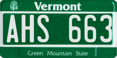 VT license plate AHS663