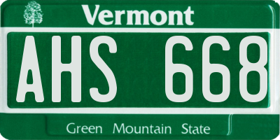 VT license plate AHS668