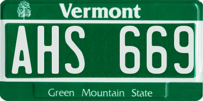 VT license plate AHS669