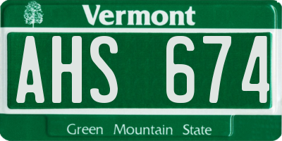 VT license plate AHS674