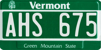 VT license plate AHS675