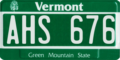 VT license plate AHS676