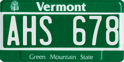 VT license plate AHS678