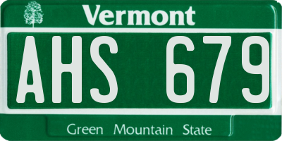 VT license plate AHS679