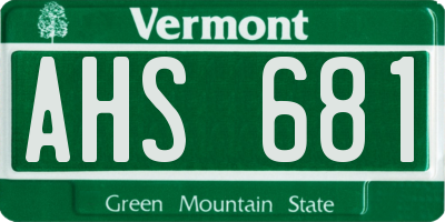VT license plate AHS681