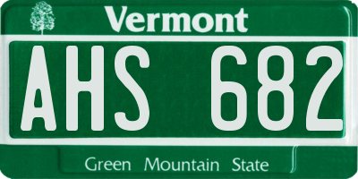 VT license plate AHS682