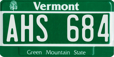 VT license plate AHS684