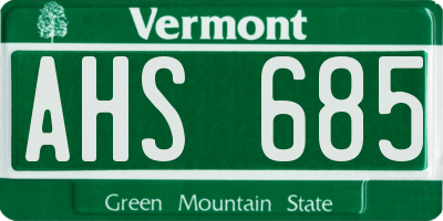 VT license plate AHS685