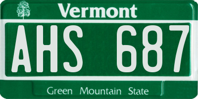 VT license plate AHS687